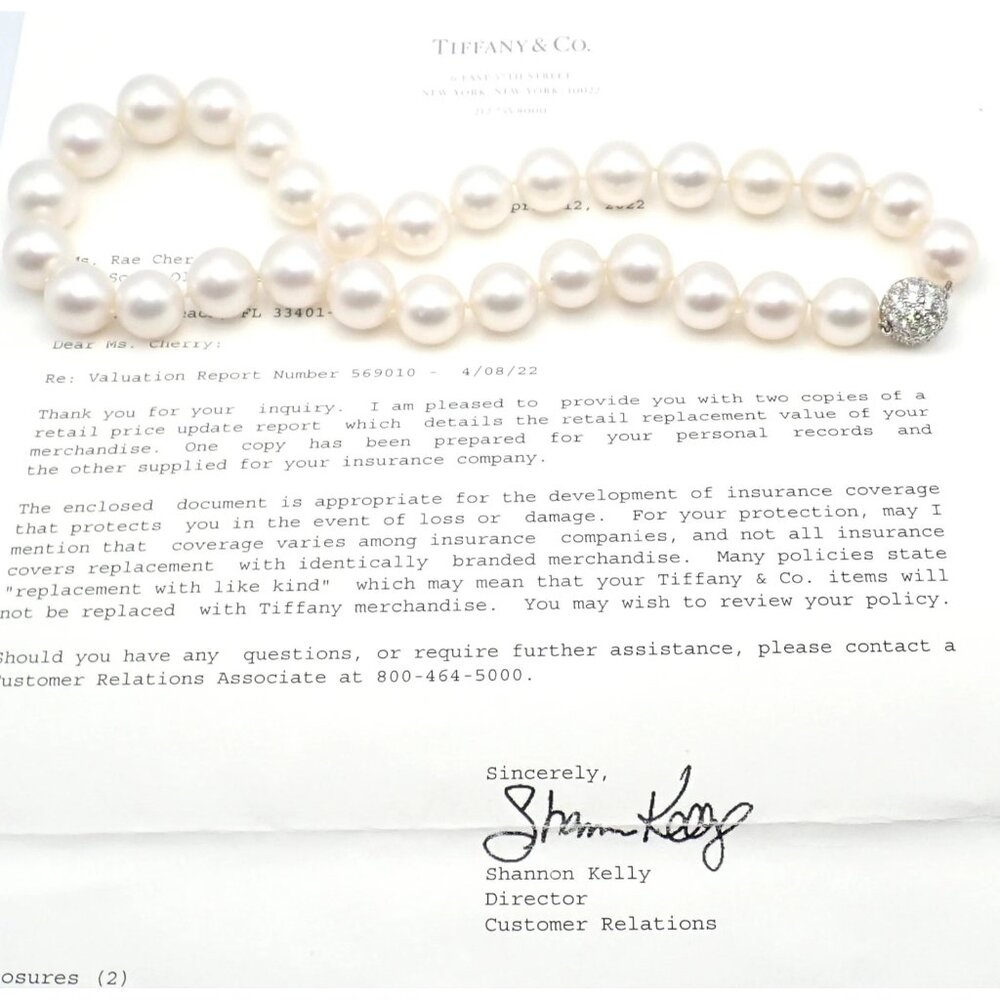 Authentic! Tiffany & Co Platinum Diamond South Sea Large Pearl Necklace Paper - Picture 11 of 15